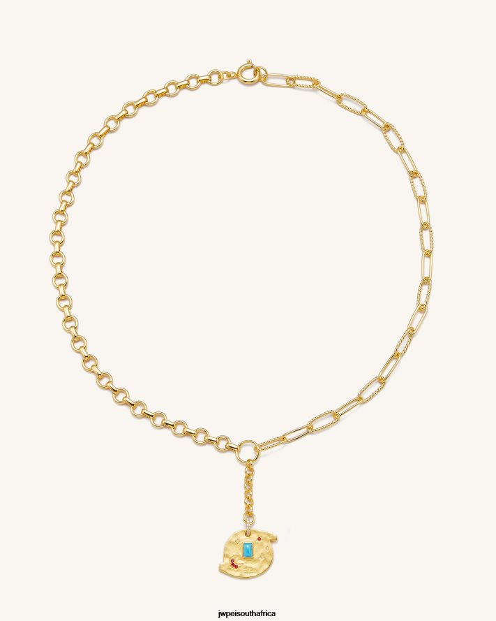 18ct Gold Plated  Multicolor Zircon JW PEI Cosmos Round Necklace VZL0L0369 Necklace
