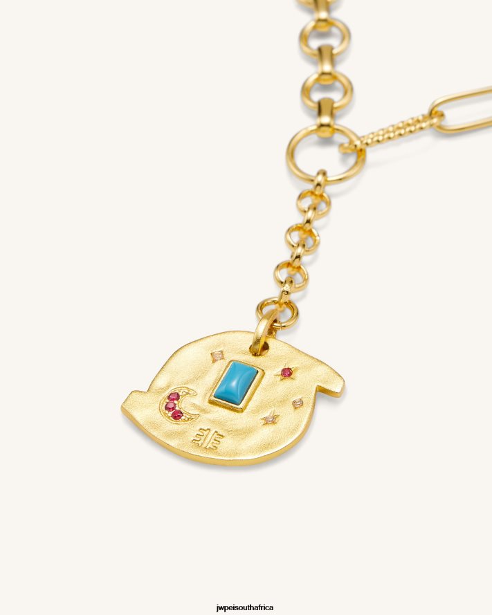 18ct Gold Plated  Multicolor Zircon JW PEI Cosmos Round Necklace VZL0L0369 Necklace