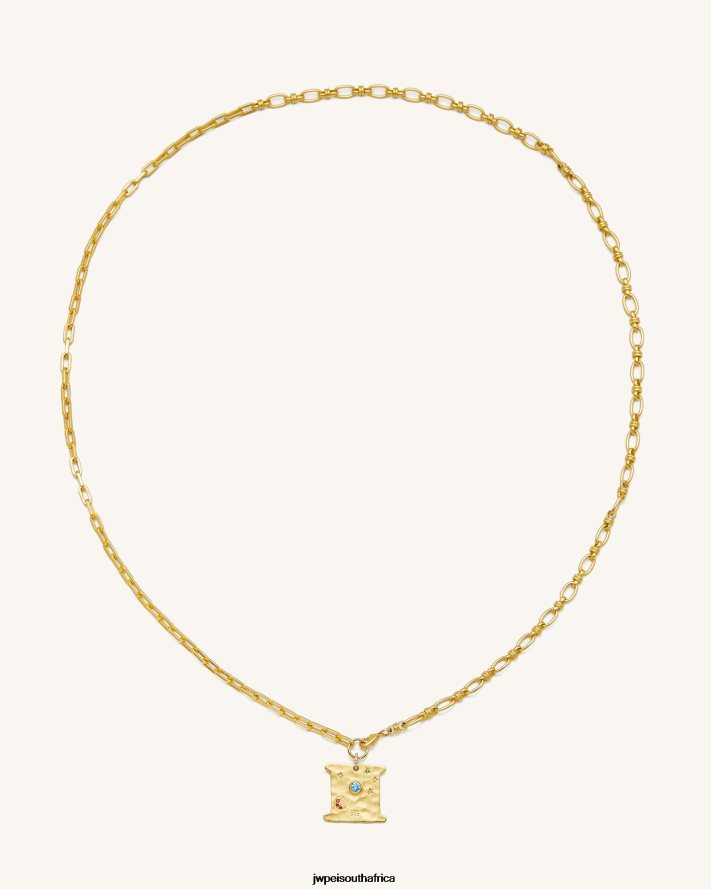 18ct Gold Plated  Multicolor Zircon JW PEI Cosmos Square Necklace VZL0L0371 Necklace