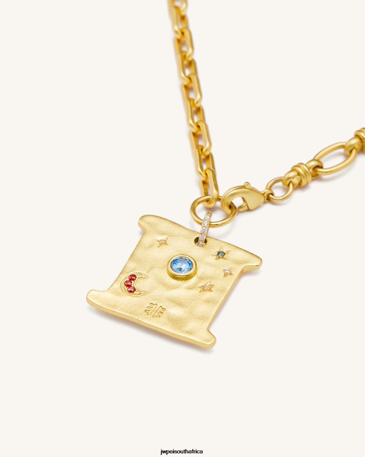 18ct Gold Plated  Multicolor Zircon JW PEI Cosmos Square Necklace VZL0L0371 Necklace