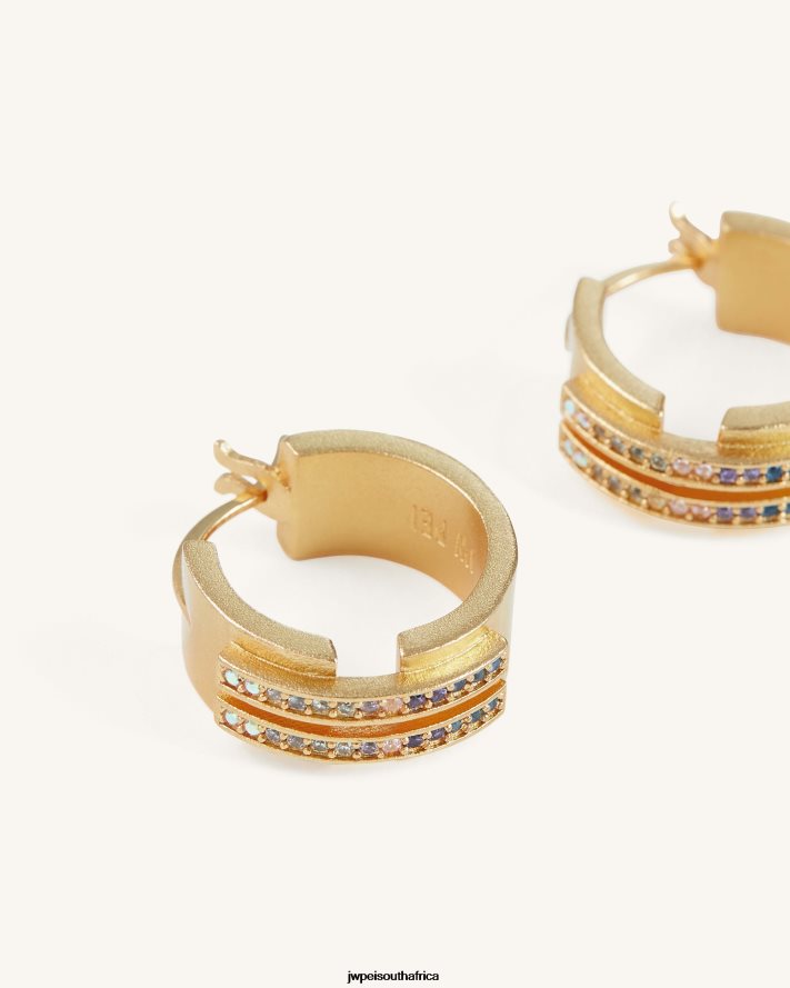 18ct Gold Plated  Multicolor Zircon JW PEI Hoop Earrings VZL0L0393 Earrings