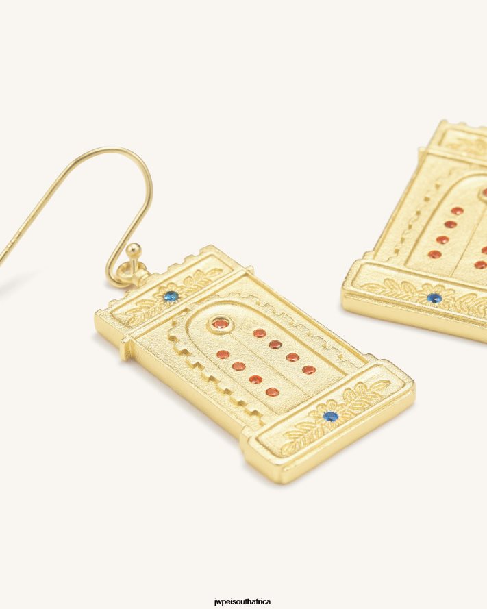 18ct Gold Plated  Multicolor Zircon JW PEI Roman Arch Earrings VZL0L0352 Earrings