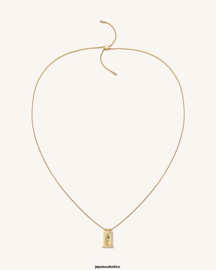 18ct Gold Plated  Multicolor Zircon JW PEI Roman Small Arch Pendant Necklace VZL0L0346 Necklace