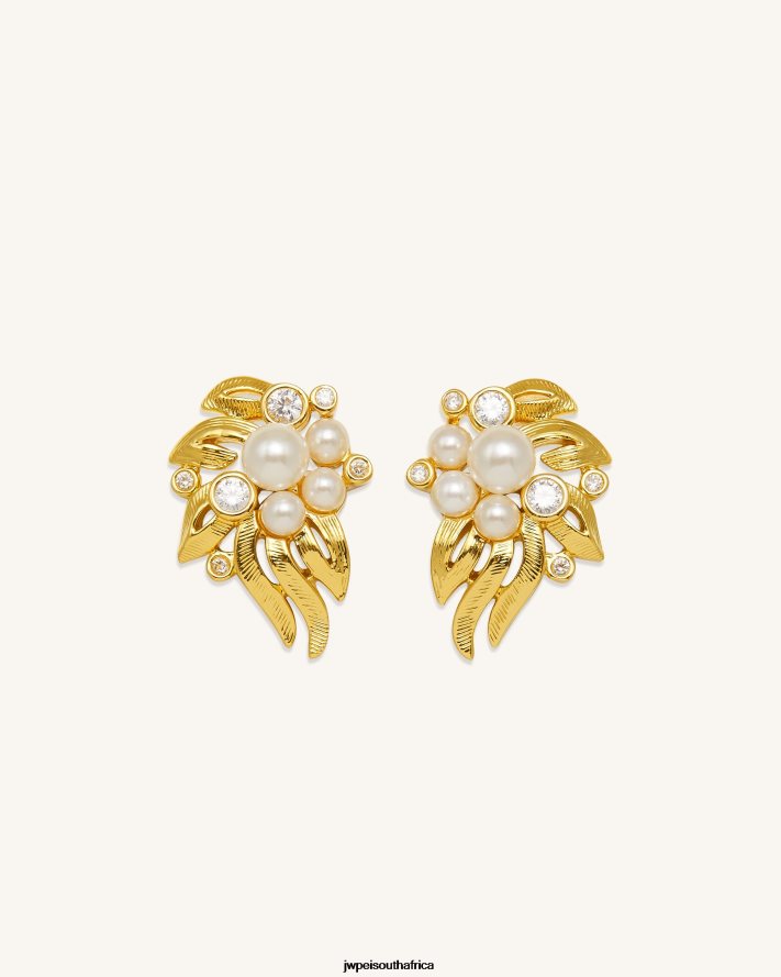 18ct Gold Plated & White Zircon & Faux Pearls