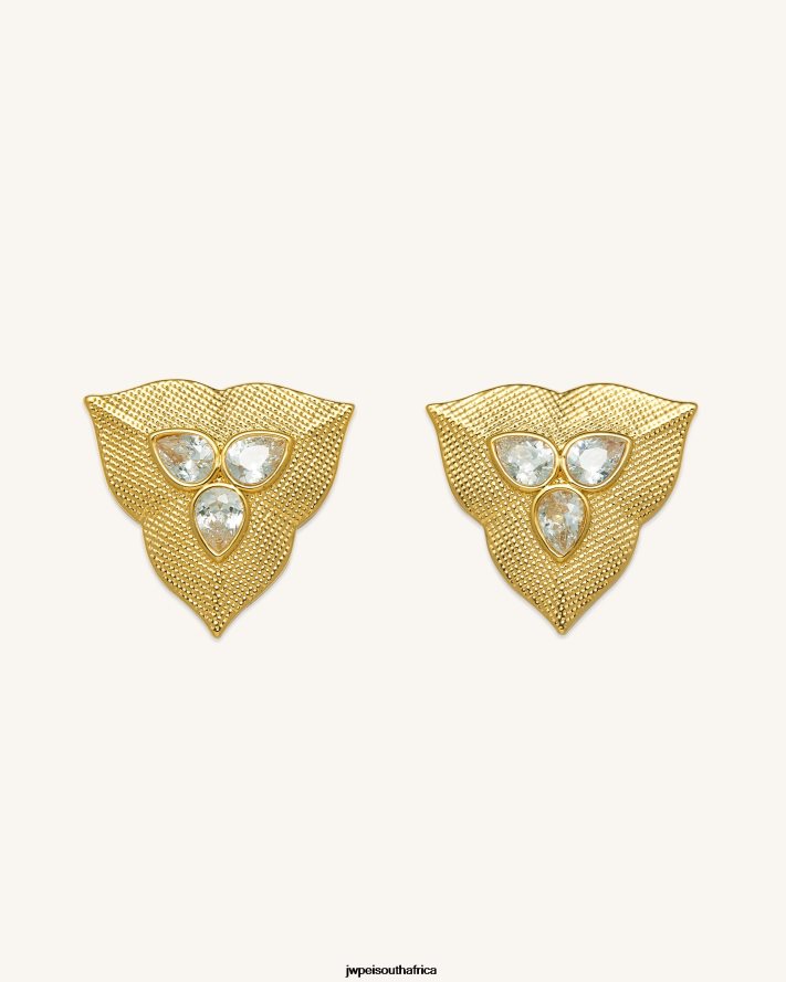 18ct Gold Plated  White Zircon JW PEI Leaf Earrings VZL0L0361 Earrings