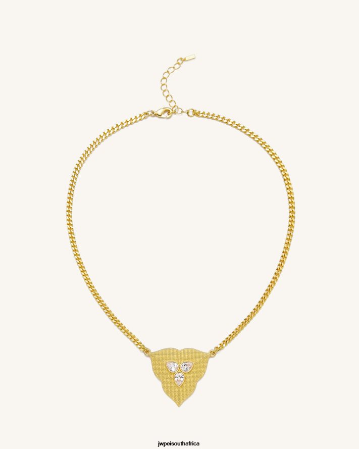 18ct Gold Plated  White Zircon JW PEI Leaf Pendant Necklace VZL0L0357 Necklace