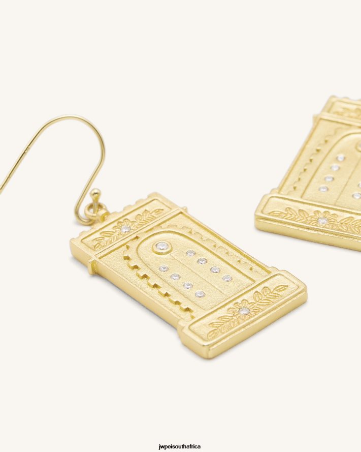 18ct Gold Plated  White Zircon JW PEI Roman Arch Earrings VZL0L0351 Earrings
