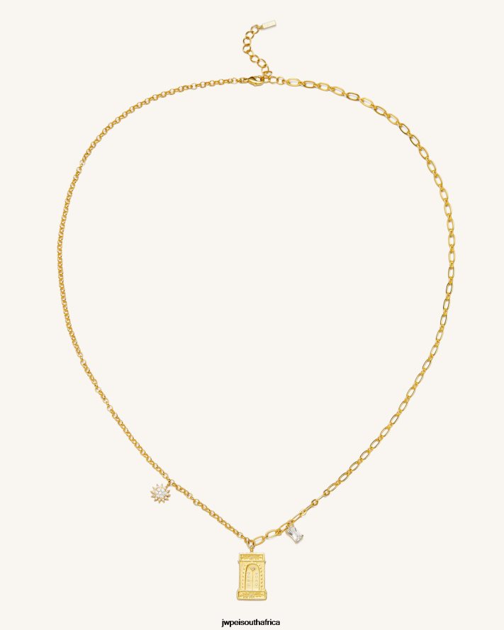 18ct Gold Plated  White Zircon JW PEI Roman Arch Pendant Necklace VZL0L0348 Necklace