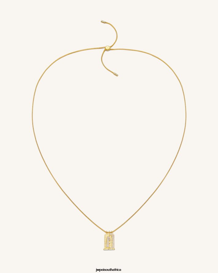 18ct Gold Plated  White Zircon JW PEI Roman Small Arch Pendant Necklace VZL0L0345 Necklace