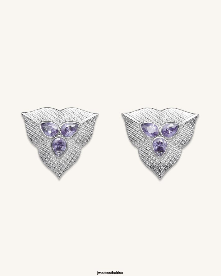 18ct White Gold Plated  Purple Zircon JW PEI Leaf Earrings VZL0L0364 Earrings