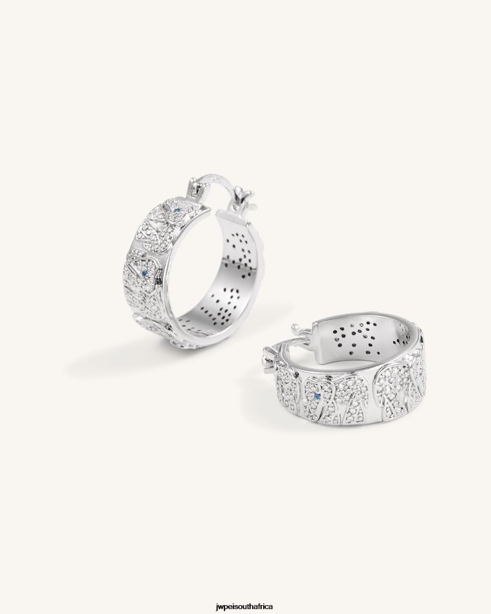 18ct White Gold Plated & White Zircon & Blue Spinel