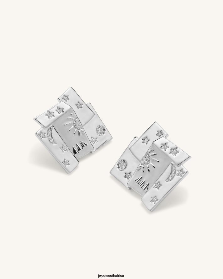 18ct White Gold Plated  White Zircon JW PEI Cosmos Combination Earrings VZL0L0377 Earrings
