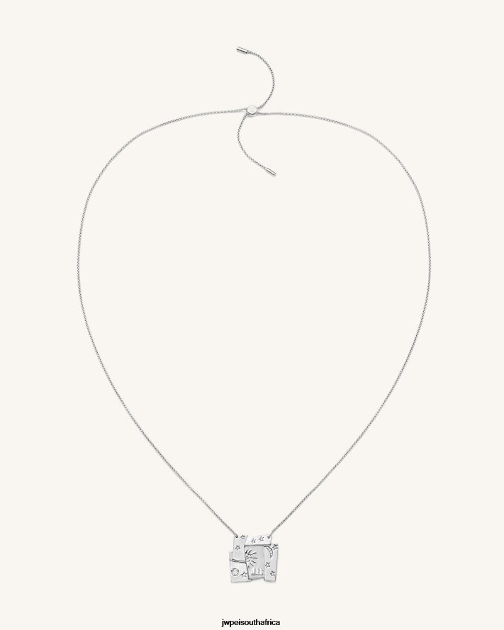 18ct White Gold Plated  White Zircon JW PEI Cosmos Combination Necklace VZL0L0375 Necklace