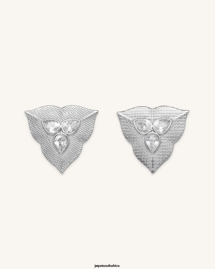 18ct White Gold Plated  White Zircon JW PEI Leaf Earrings VZL0L0362 Earrings
