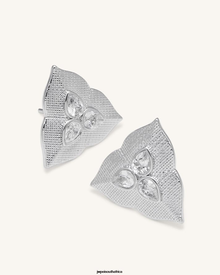 18ct White Gold Plated  White Zircon JW PEI Leaf Earrings VZL0L0362 Earrings