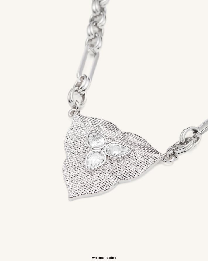 18ct White Gold Plated  White Zircon JW PEI Leaf Pendant Necklace VZL0L0360 Necklace