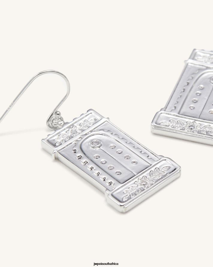 18ct White Gold Plated  White Zircon JW PEI Roman Arch Earrings VZL0L0353 Earrings