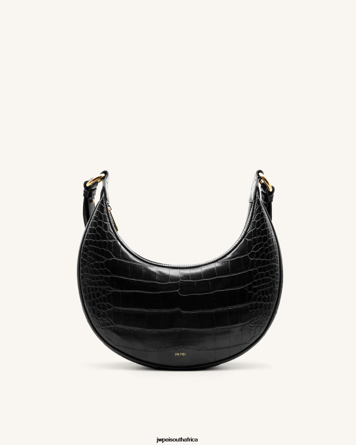 Black Croc JW PEI Carly Saddle Bag VZL0L046 Crossbody Bag