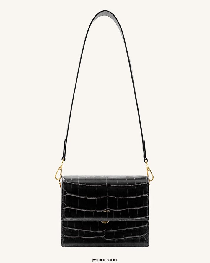 Black Croc JW PEI Mini Flap Crossbody VZL0L02 Crossbody Bag