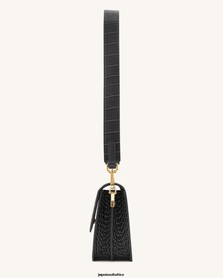 Black Croc JW PEI Mini Flap Crossbody VZL0L02 Crossbody Bag