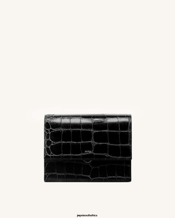 Black Croc JW PEI Mini Flap Crossbody VZL0L02 Crossbody Bag