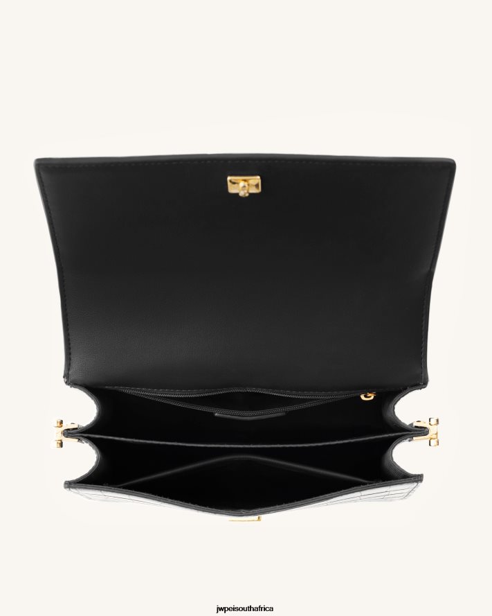 Black Croc JW PEI Mini Flap Crossbody VZL0L02 Crossbody Bag