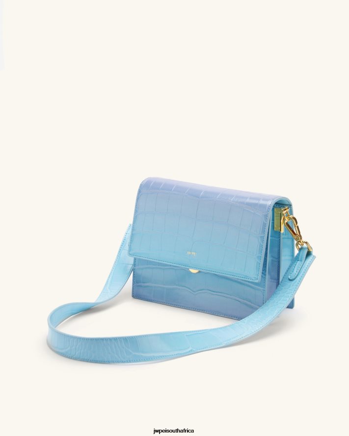 Blue  Purple Gradient Croc JW PEI Mini Flap Crossbody VZL0L042 Crossbody Bag