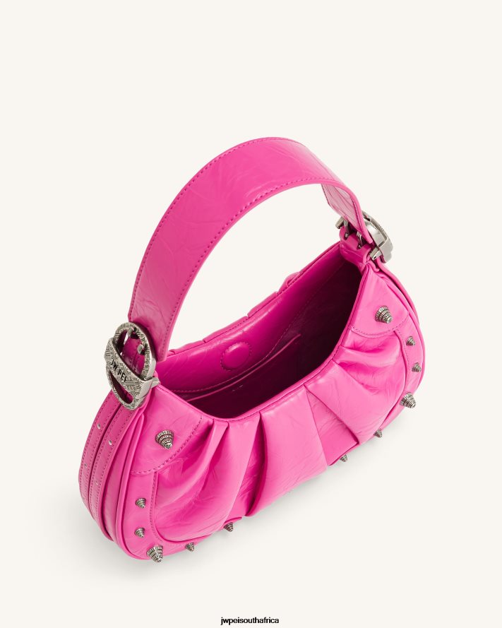 Bright Pink JW PEI Gabbi Crushed Ruched Hobo Handbag VZL0L0168 Shoulder Bag
