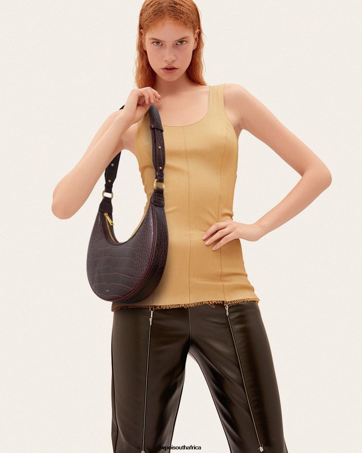 Brown Croc JW PEI Carly Saddle Bag VZL0L09 Crossbody Bag