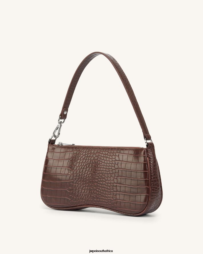 Brown Croc JW PEI Eva Shoulder Handbag VZL0L064 Shoulder Bag
