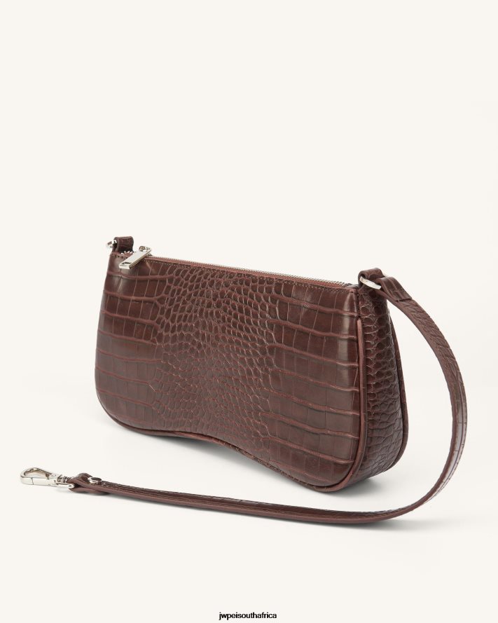 Brown Croc JW PEI Eva Shoulder Handbag VZL0L064 Shoulder Bag