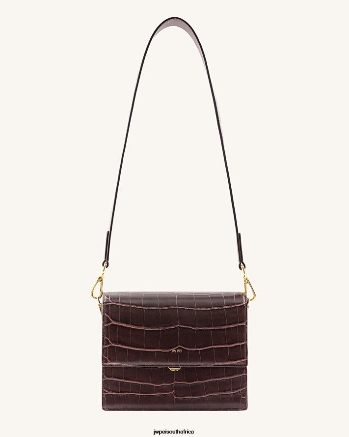 Brown Croc JW PEI Mini Flap Crossbody VZL0L03 Crossbody Bag