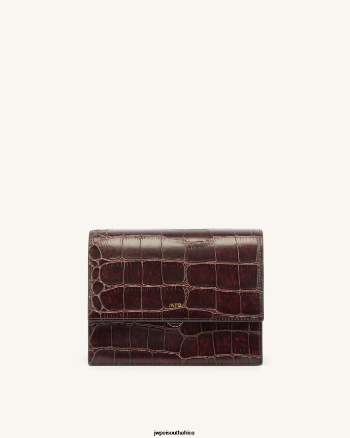 Brown Croc JW PEI Mini Flap Crossbody VZL0L03 Crossbody Bag
