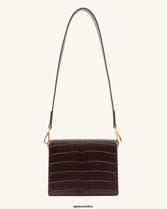 Brown Croc JW PEI Mini Flap Crossbody VZL0L03 Crossbody Bag