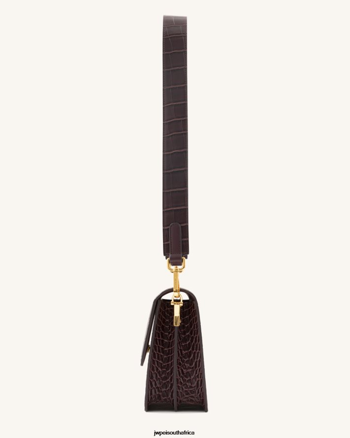 Brown Croc JW PEI Mini Flap Crossbody VZL0L03 Crossbody Bag