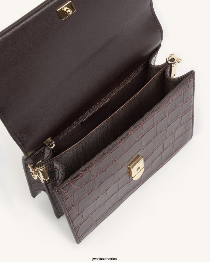 Brown Croc JW PEI Mini Flap Crossbody VZL0L03 Crossbody Bag