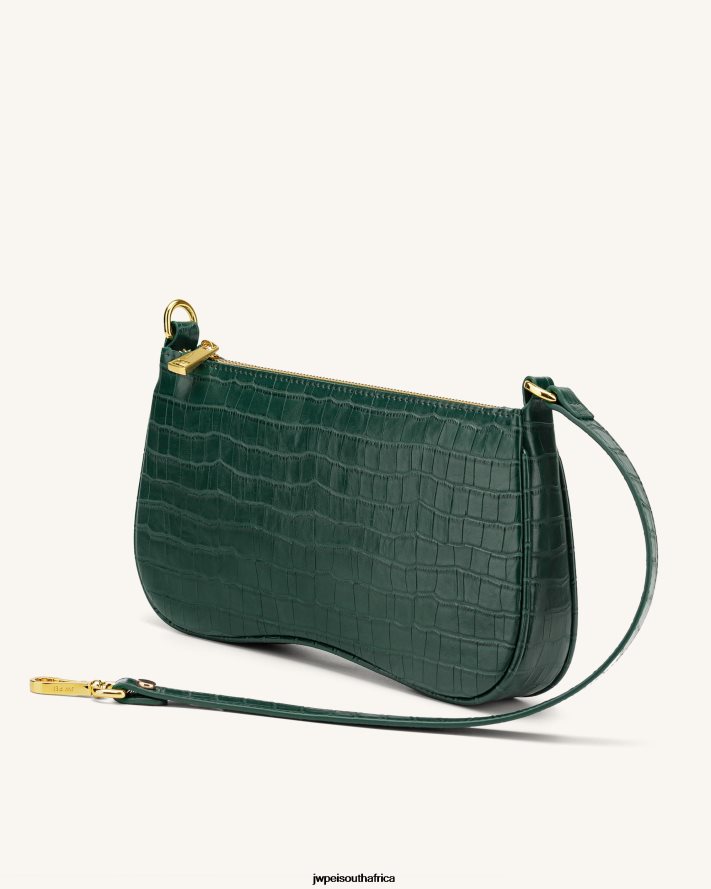 Dark Green Croc JW PEI Eva Shoulder Handbag VZL0L089 Shoulder Bag