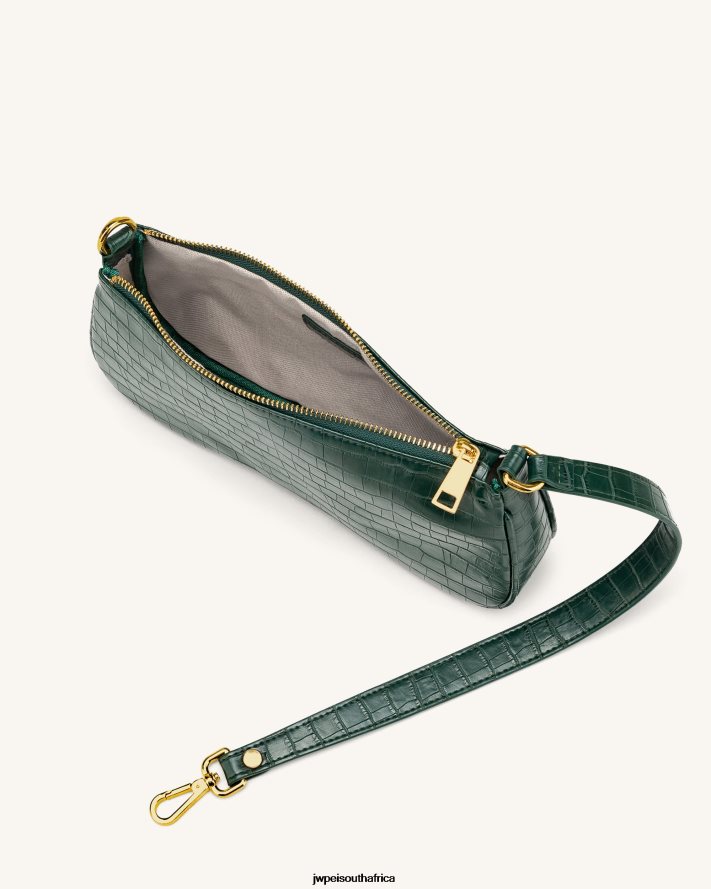 Dark Green Croc JW PEI Eva Shoulder Handbag VZL0L089 Shoulder Bag