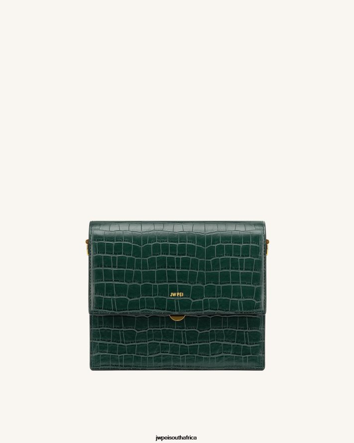 Dark Green Croc JW PEI Mini Flap Crossbody VZL0L04 Crossbody Bag