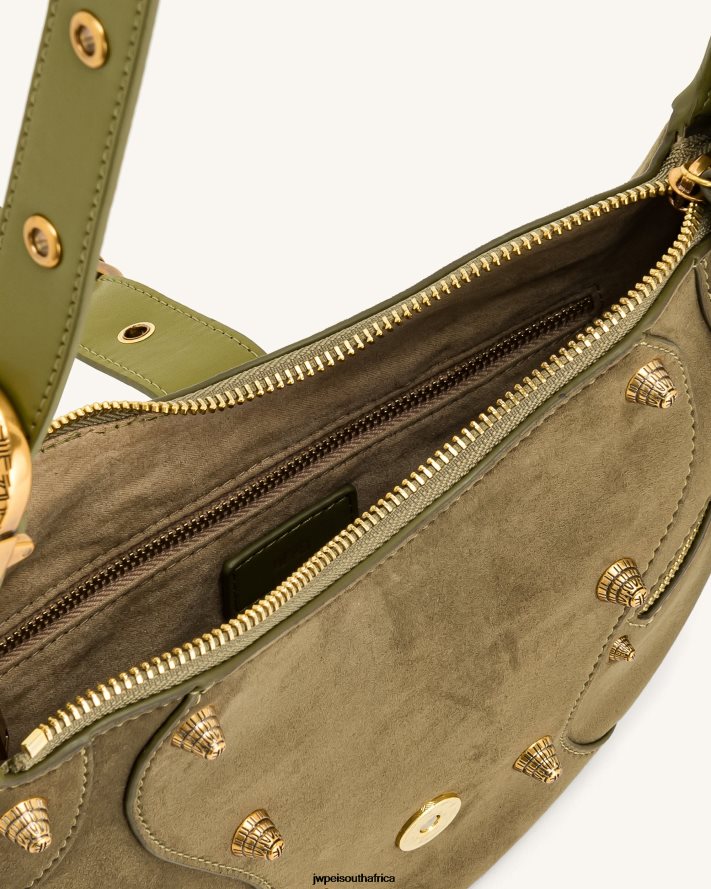 Dark Olive JW PEI Tessa Suede Shoulder Bag VZL0L0170 Shoulder Bag