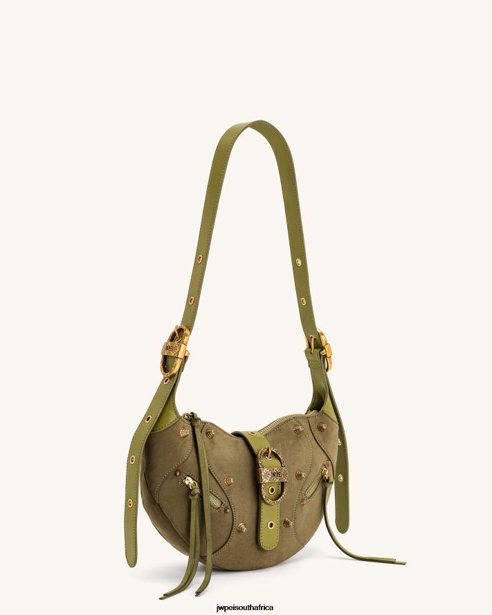 Dark Olive JW PEI Tessa Suede Shoulder Bag VZL0L0170 Shoulder Bag