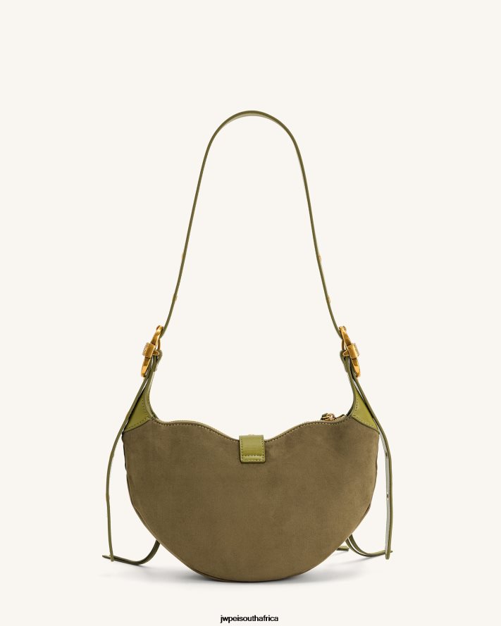 Dark Olive JW PEI Tessa Suede Shoulder Bag VZL0L0170 Shoulder Bag