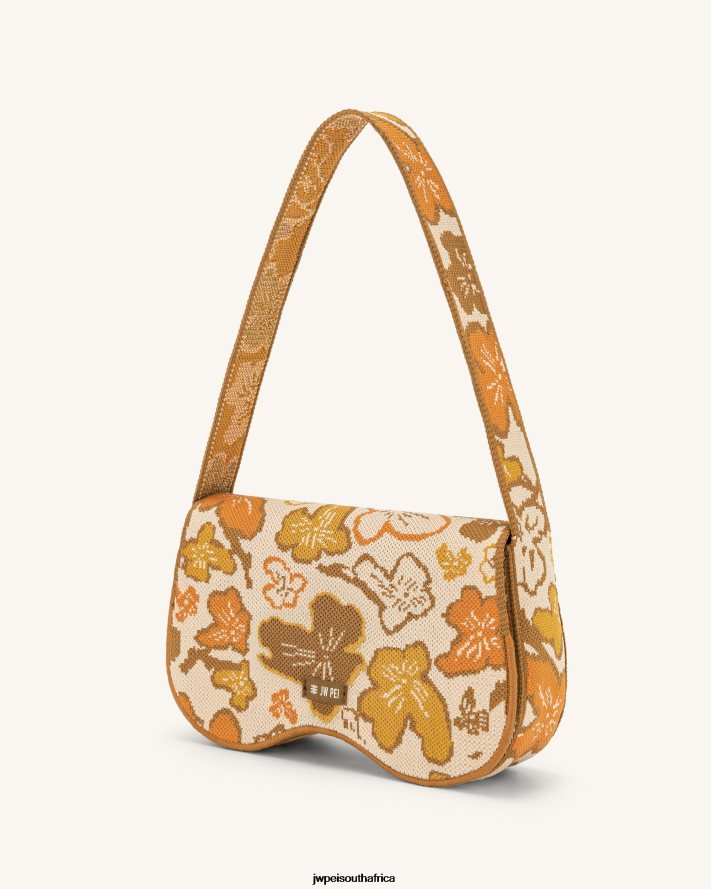Flower Collection - Brown  Orange  Beige JW PEI Becci Knitted Shoulder Bag VZL0L0149 Shoulder Bag