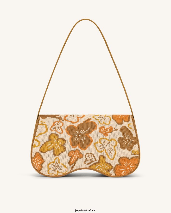 Flower Collection - Brown  Orange  Beige JW PEI Becci Knitted Shoulder Bag VZL0L0149 Shoulder Bag