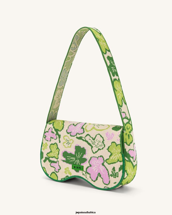 Flower Collection - Lime  Green  Pink  lvory JW PEI Becci Knitted Shoulder Bag VZL0L0150 Shoulder Bag