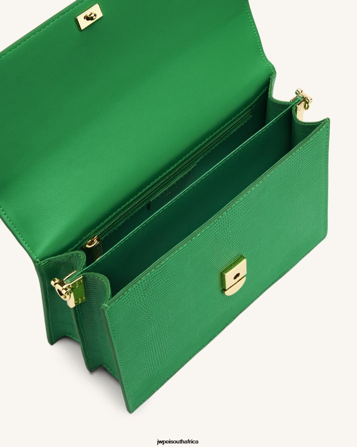 Grass Green Lizard JW PEI Mini Flap Crossbody VZL0L024 Crossbody Bag