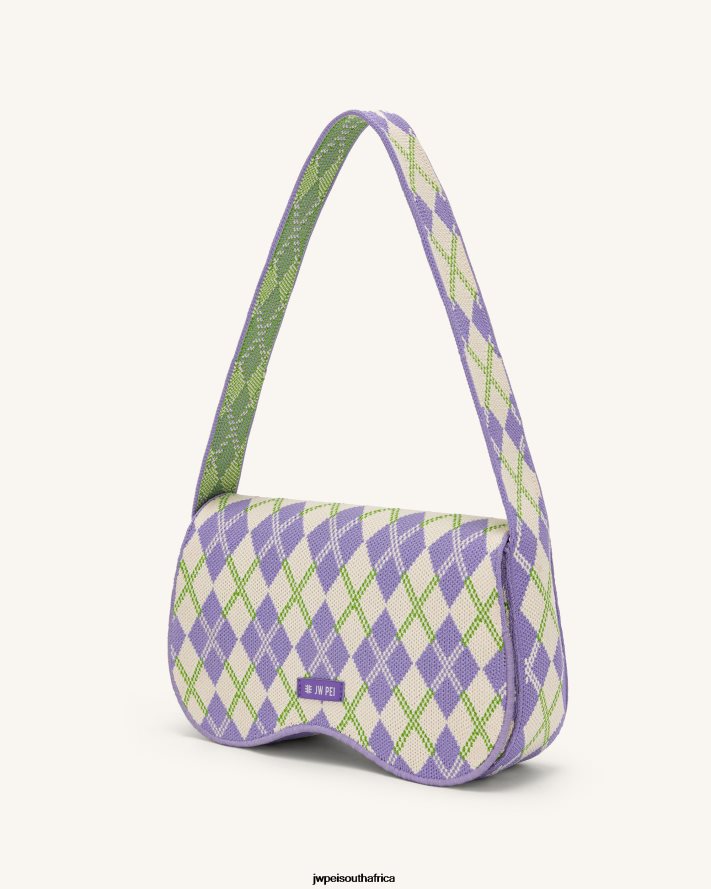 Purple  Ivory  Lime JW PEI Becci Knitted Shoulder Bag VZL0L0152 Shoulder Bag