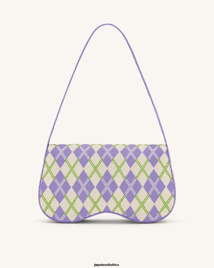 Purple  Ivory  Lime JW PEI Becci Knitted Shoulder Bag VZL0L0152 Shoulder Bag