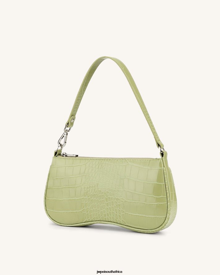 Sage Green Croc JW PEI Eva Shoulder Handbag VZL0L065 Shoulder Bag