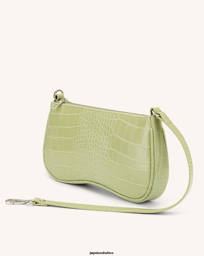 Sage Green Croc JW PEI Eva Shoulder Handbag VZL0L065 Shoulder Bag